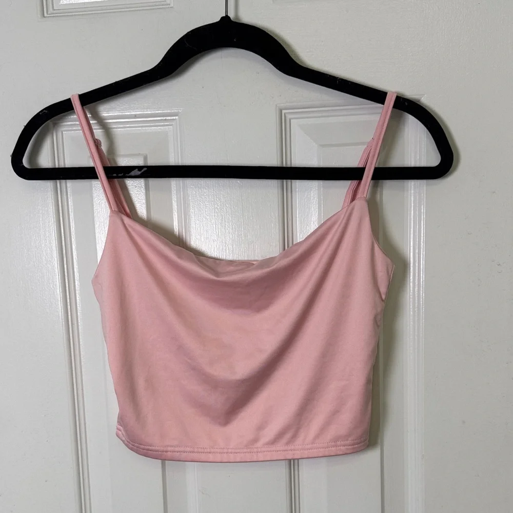 Soft Pink Double Layer Adjustable Strap Cami Tank Buttery Smooth Stretch S Y2K - Picture 2 of 6